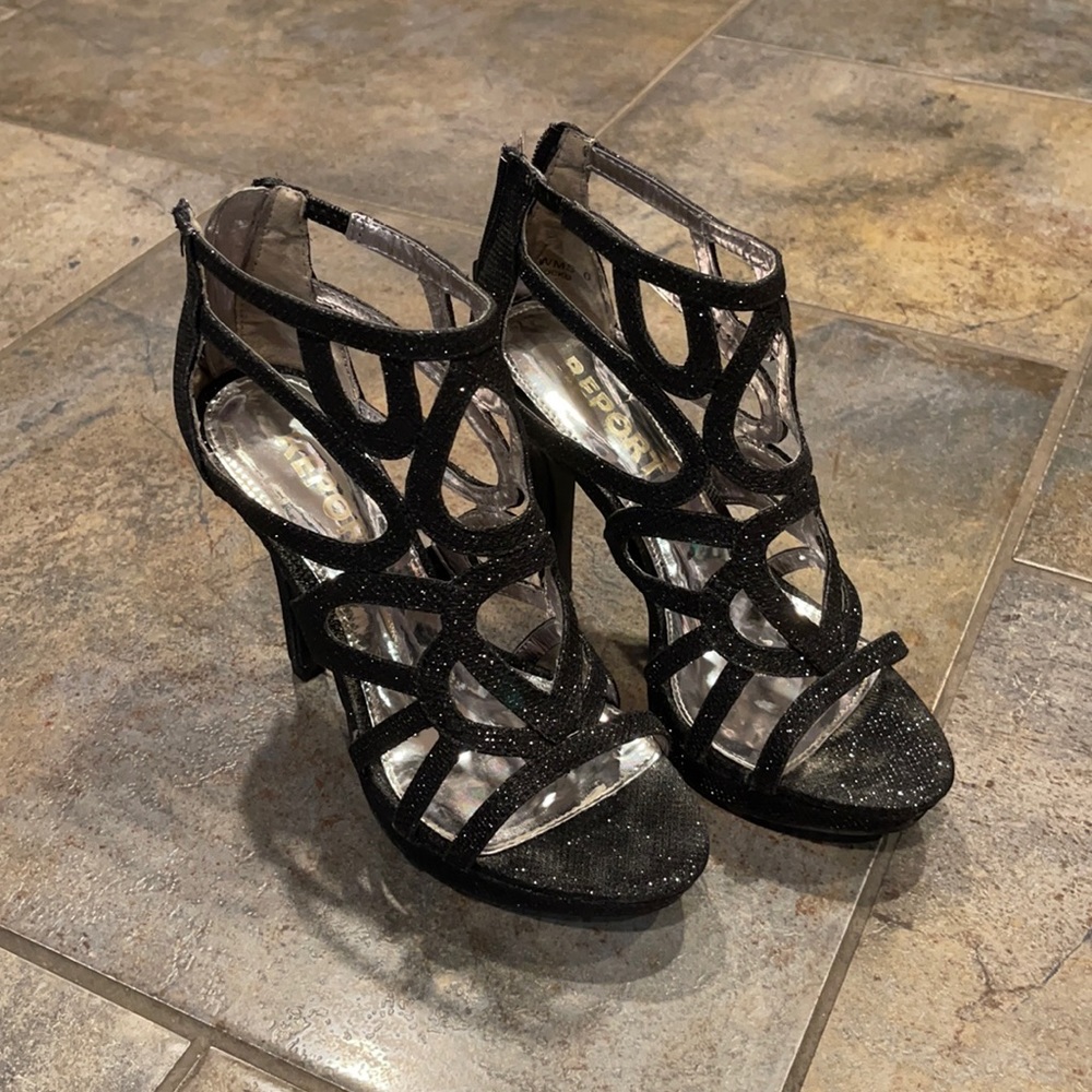 sparkly black heels